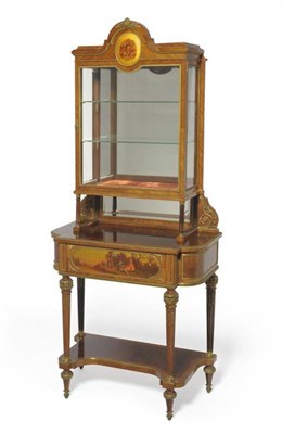 Lot 1656 - A French Louis XVI Vernis Martin Style Mahogany, Tulipwood and Gilt Metal Mounted Vitrine,...