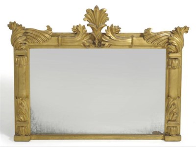 Lot 1670 - A William IV Gilt and Gesso Overmantel Mirror, 2nd quarter 19th century, the rectangular plate...