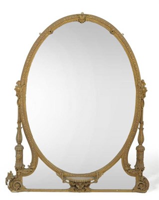 Lot 1671 - An Impressive Victorian Gilt and Gesso Overmantel Mirror, 3rd quarter 19th century, the oval...