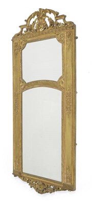 Lot 1672 - A 19th Century French Gilt and Gesso Pier Glass, the two shaped plates within moulded borders and a