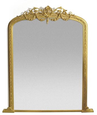 Lot 1673 - An Impressive Victorian Gilt and Gesso Overmantel Mirror, 3rd quarter 19th century, the rectangular