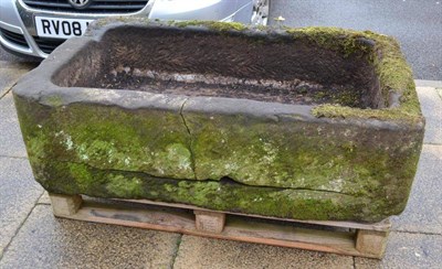 Lot 1442A - A Large Traditional Stone Trough, of rectangular form, 129cm by 81cm by 35cm