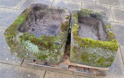 Lot 1442B - A Traditional Stone Trough, of rectangular form, 69cm by 58cm by 32cm; and A Smaller Example,...