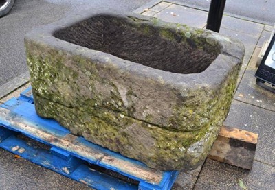 Lot 1442D - A Traditional Stone Trough, of rectangular form, 96cm by 68cm by 46cm