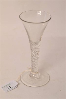 Lot 13 - A Wine Glass, circa 1760, of trumpet form with double series air twist stem, conical foot, 16cm
