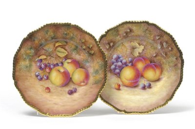 Lot 17 - A Pair of Royal Worcester Porcelain Cabinet Plates, 20th century, painted by D Shinnie and C Hughes