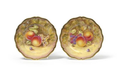 Lot 18 - A Pair of Royal Worcester Porcelain Cabinet Plates, 20th century, painted by S Weston with...