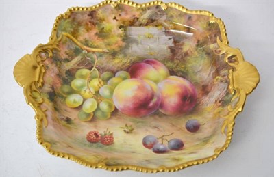 Lot 21 - A Royal Worcester Porcelain Dessert Dish, 1920, painted by A Roberts with a still life of fruit...