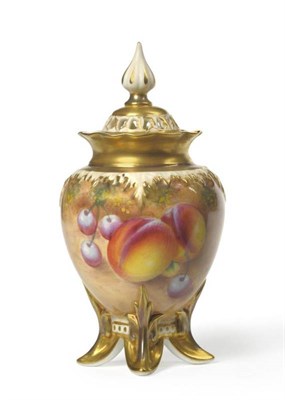 Lot 28 - A Royal Worcester Porcelain Pot Pourri Vase and Cover, 20th century, of baluster form, the...