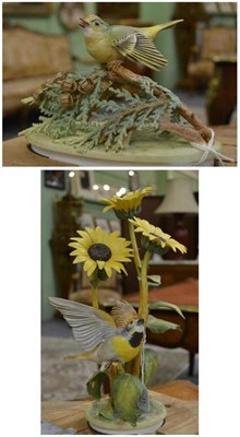 Lot 31 - A Royal Worcester Artist's Proof Copy Porcelain Figure  "Dickcissel on Sunflower ", by James Alder