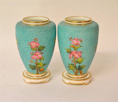 Lot 38 - A Pair of Minton Porcelain Baluster Vases, 1879, painted in raised enamels with blossoming branches