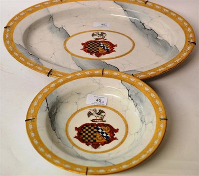 Lot 45 - A Barr, Flight and Barr Worcester Porcelain Armorial Oval Platter, circa 1810, painted in...