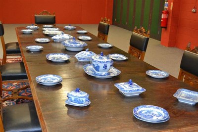 Lot 46 - A Staffordshire Pottery Dinner Service, early 19th century, transfer printed in underglaze blue...