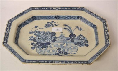 Lot 55 - A Liverpool Delft Meat Platter, mid 18th century, of canted rectangular form, painted in blue...