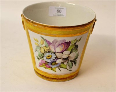 Lot 60 - A Pinxton Porcelain Cache Pot, circa 1800, of bucket form with ring handles, painted with a...