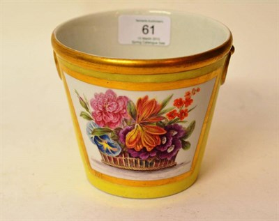 Lot 61 - A Pinxton Porcelain Cache Pot, circa 1810, of bucket form with ring handles, painted with a...