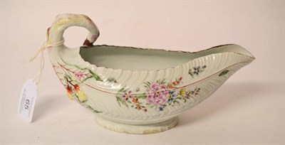 Lot 65 - A First Period Worcester Porcelain Cos Lettuce Leaf Sauceboat, circa 1758, of traditional...
