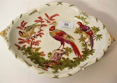 Lot 68 - A Chelsea Porcelain Oval Dish, circa 1765, of lobed form painted with exotic birds in landscape...