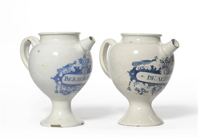 Lot 71 - A Matched Pair of Dutch Delft Wet Drug Jars, mid 18th century, of ovoid form with tapering...