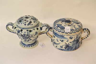 Lot 72 - A German Faience Circular Tureen and Cover, mid 18th century, with scroll handles, painted in...