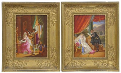 Lot 81 - A Pair of German Porcelain Plaques, possibly Berlin, circa 1830, painted with Renaissance...