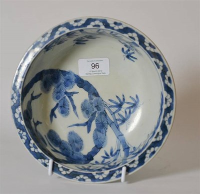 Lot 96 - An Arita Porcelain Bowl, 18th century, with everted rim, painted in underglaze blue with...