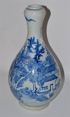 Lot 120 - A Chinese Porcelain Bottle Vase, bears Kangxi reign mark, with garlic neck, painted in...