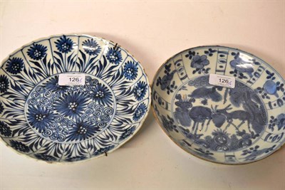 Lot 126 - A Chinese Porcelain Saucer Dish, early 17th century, painted in underglaze blue with deer in...