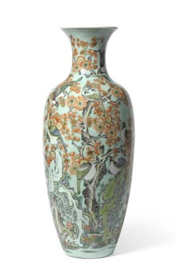 Lot 138 - A Chinese Porcelain Baluster Vase, bears Kangxi reign mark, with trumpet neck, painted in...