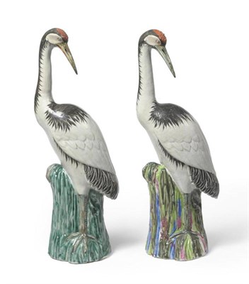 Lot 150 - A Matched Pair of Chinese Export Porcelain Figures of Cranes, Qing Dynasty, late 18th/19th century