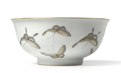 Lot 154 - A Chinese Porcelain Butterfly Bowl, bears Qianlong reign mark, with slightly everted rim,...