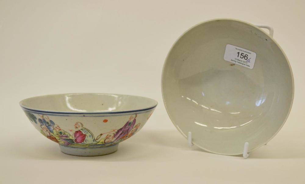 Lot 156 - A Matched Pair of Chinese Porcelain Bowls, bear Qianlong reign marks, painted in famille rose...