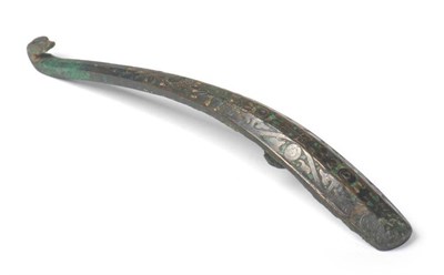 Lot 189 - A Chinese Bronze Garment Hook (Daigou), Eastern Zhou Dynasty, Warring States Period, 4th/3rd...