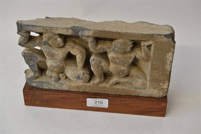 Lot 216 - A Gandhara Schist Panel, 2nd-4th century AD, depicting a male and female kneeling figure, 12cm...