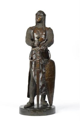 Lot 220 - A Bronze Figure  "Le Preur ", after the model by Maurice Constant, 19th century, the standing...