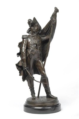 Lot 230 - A French Bronze Figure of a Soldier, late 19th century, standing wearing a plumed hat, his sword in