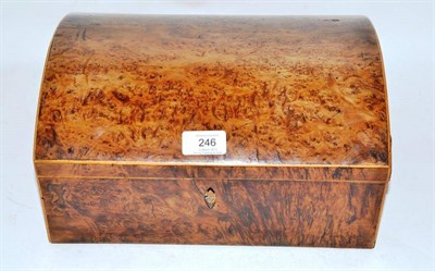 Lot 246 - A Burr Walnut Workbox, early 19th century, the hinged domed cover opening to reveal a lift-out...