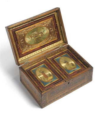 Lot 255 - A Napoleonic Prisoner of War Straw-Work Jewellery Box, early 19th century, of rectangular form, the