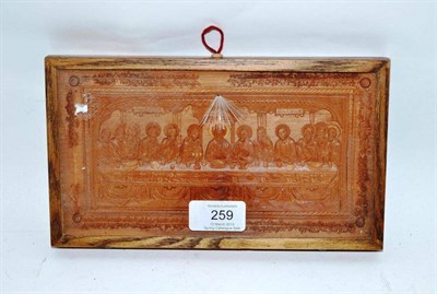Lot 259 - A Russian Carved Wood Plaque, 19th century, depicting the Last Supper within an architectural...