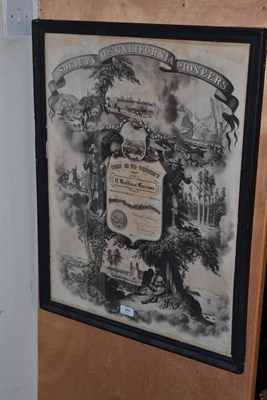 Lot 269 - Society of California Pioneers: A Lithographic Poster, inscribed This is to certify that D...