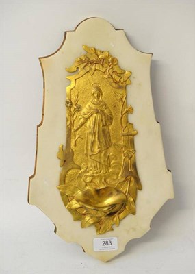 Lot 283 - A Gilt Metal Holy Water Stoop, after a model by Jean Garnier, 19th century, as the Virgin Mary...