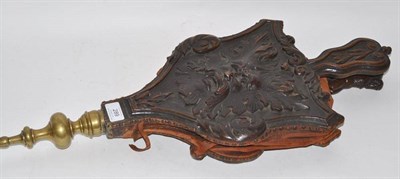 Lot 289 - A Pair of Renaissance Revival Walnut Bellows, late 19th century, carved in relief with masks,...
