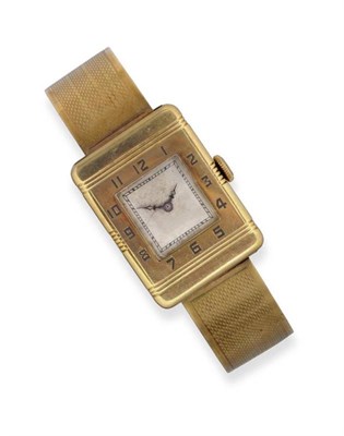 Lot 300 - An 18ct Gold Wristwatch, Tavannes W Co, 1930, lever movement, silvered dial with minute track,...