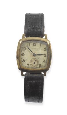 Lot 301 - A 9ct Gold Wristwatch, signed Rolex, Ref:2008, 1936, lever movement, silvered dial with applied...