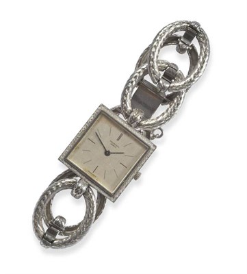 Lot 308 - A Lady's 18ct White Gold Wristwatch, signed Universal, Geneve, circa 1960, 17-jewel lever...