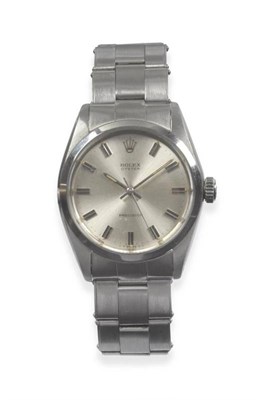 Lot 314 - A Stainless Steel Centre Seconds Wristwatch, signed Rolex, Oyster, Precision, Ref: 6427, 1967,...