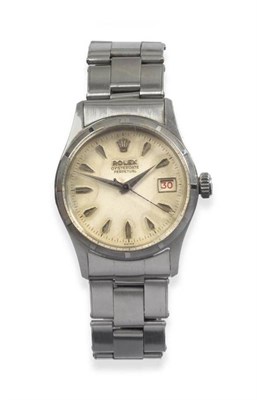 Lot 317 - A Rare Stainless Steel Automatic Centre Seconds Wristwatch with Roulette Calendar Display,...