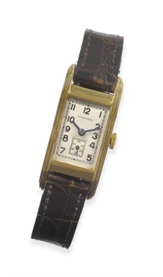 Lot 323 - An 18ct Gold Curved Rectangular Wristwatch, signed Longines, circa 1937, (calibre 2517) lever...