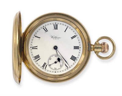 Lot 341 - An 18ct Gold Full Hunting Cased Pocket Watch, signed Waltham, Riverside Maximus, 1917, 23-jewel...