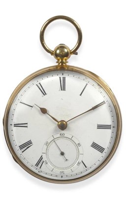 Lot 342 - An 18ct Gold Open Faced Pocket Watch, signed John Forrest, London, No.65334, 1857, gilt fusee lever